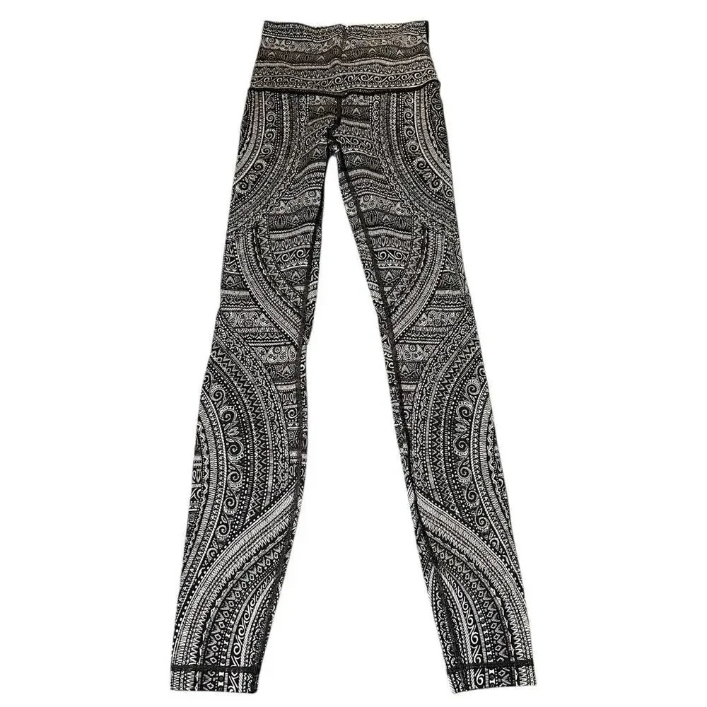 Lululemon Entwined Wunder Under Pant‎ Hi-rise 50 Ice Grey Black 20” Women Size 4